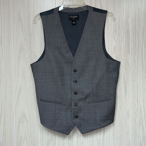 Jos. A. Bank. Slim Fit Wool Traveler Gray Suit Vest Size Small - Picture 1 of 5